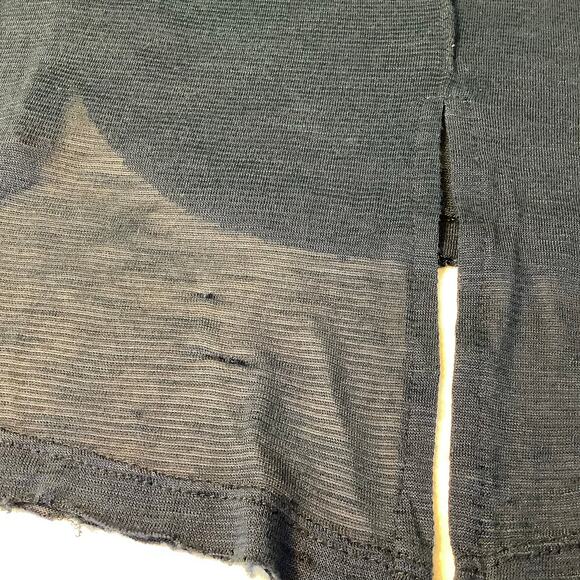 Free People Women’s Lace Long Sleeve Top Size M Navy Blue Frayed Hem Boho - Picture 6 of 7